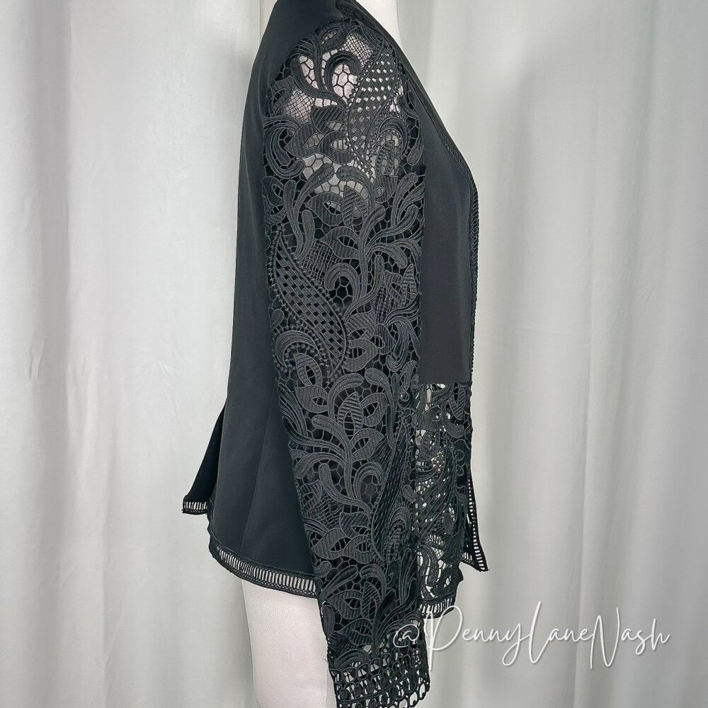 Ted Baker Liela Sheer Lace Panel Jacket Size 2 Black - Picture 9 of 11